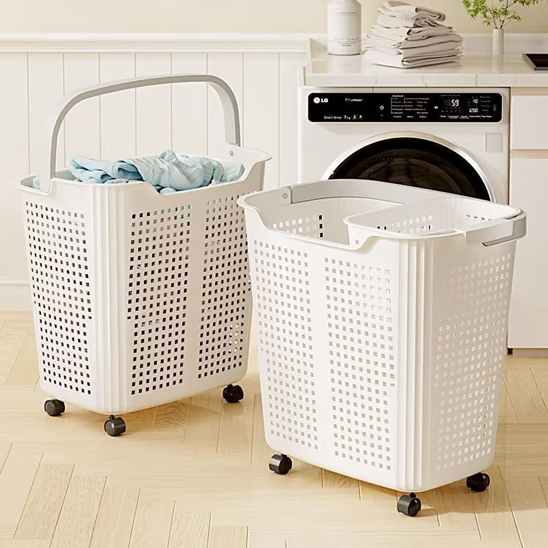 Rolling Multi-Compartment Laundry Hamper – Mobile Clothes Storage Basket with Wheels
